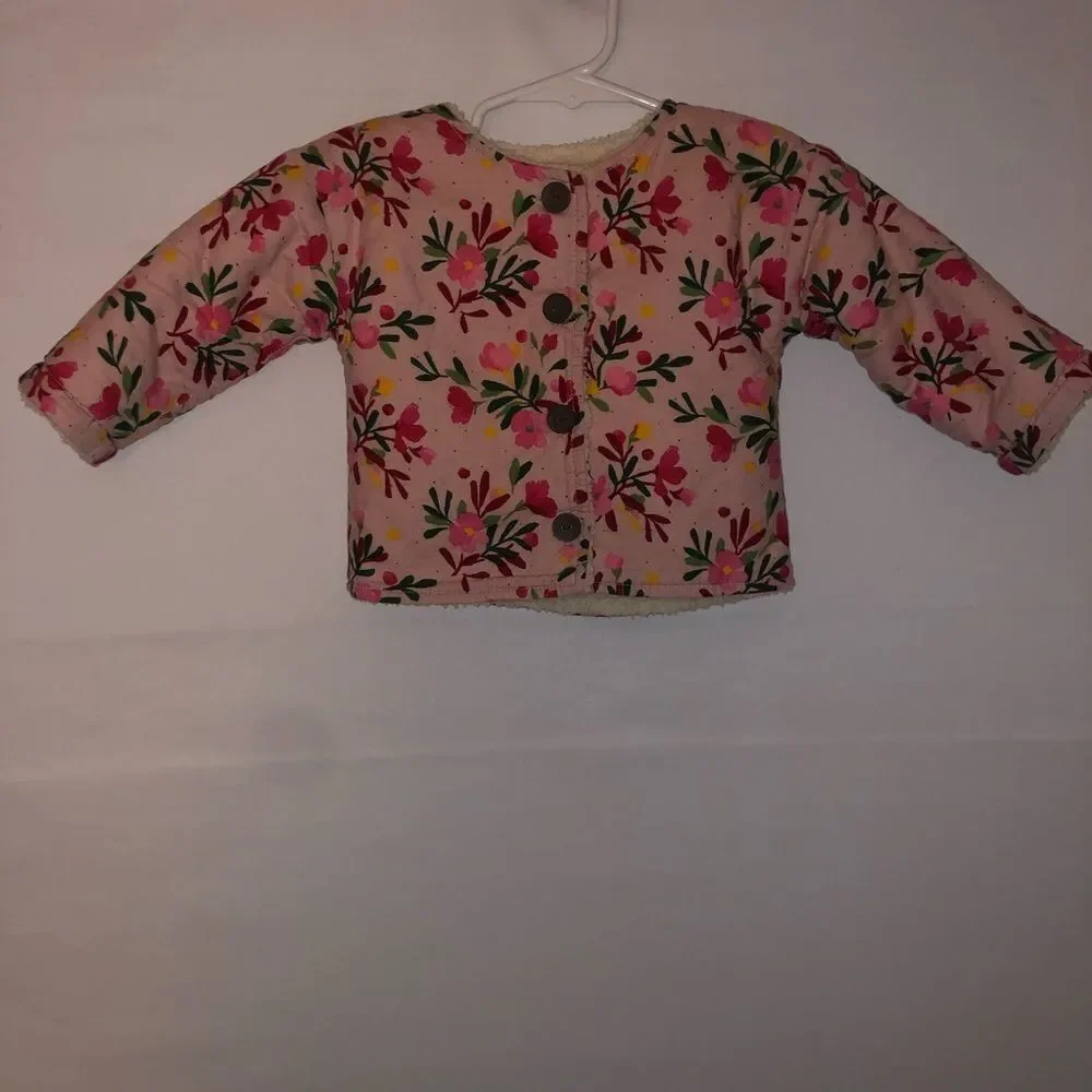 Gymboree Floral Quilted Pink Sherpa Lined Jacket